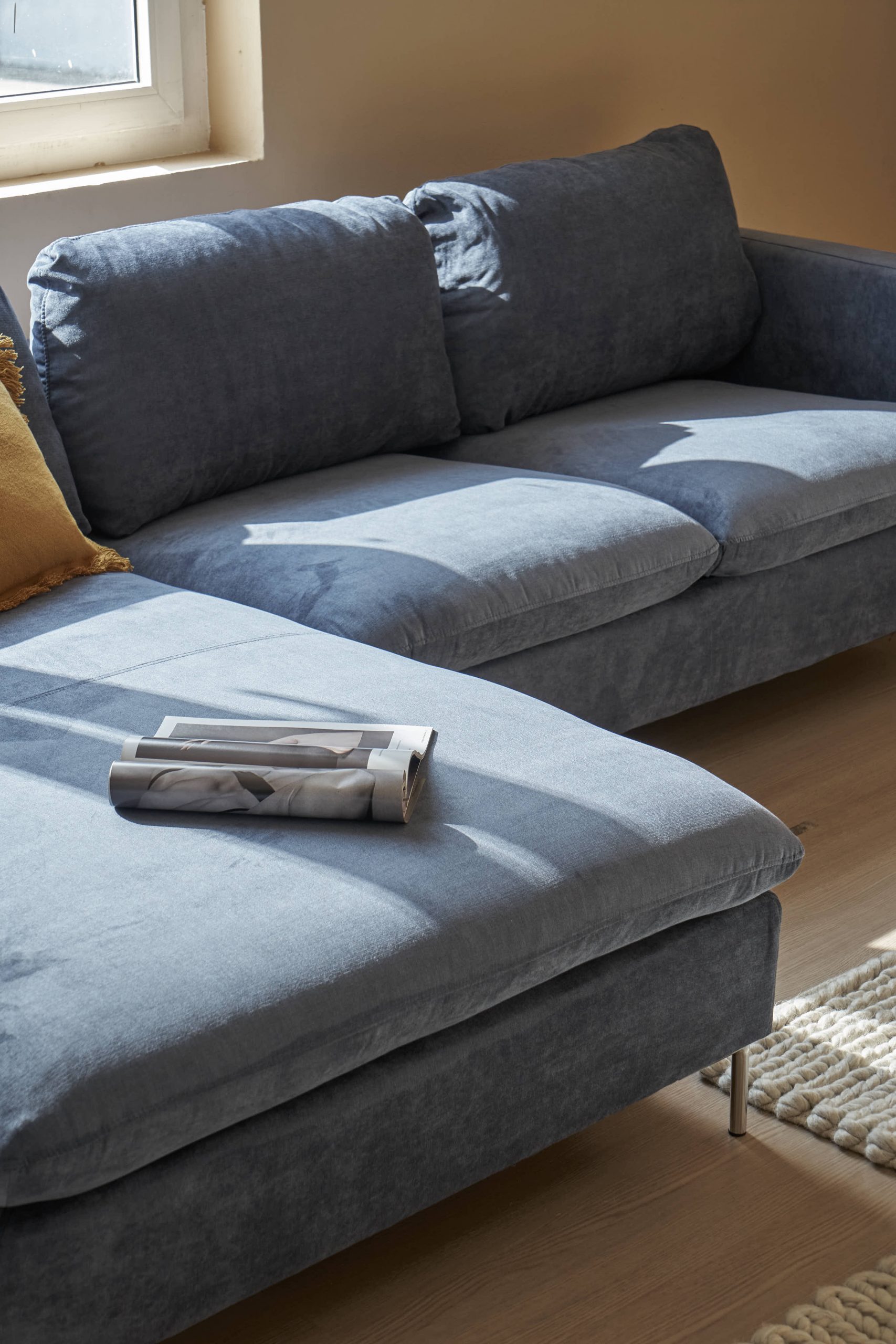 Sofa góc Talida vải holly màu xanh dương 3