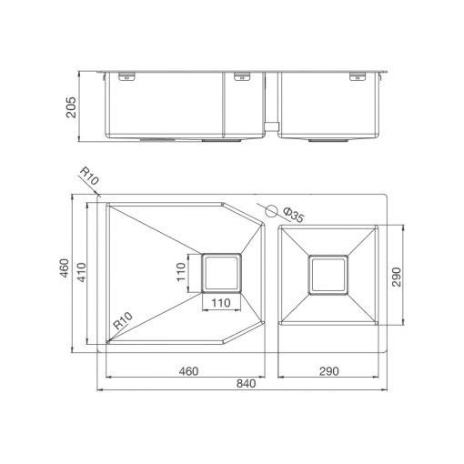 Kích thước chậu rửa chén MS 610T