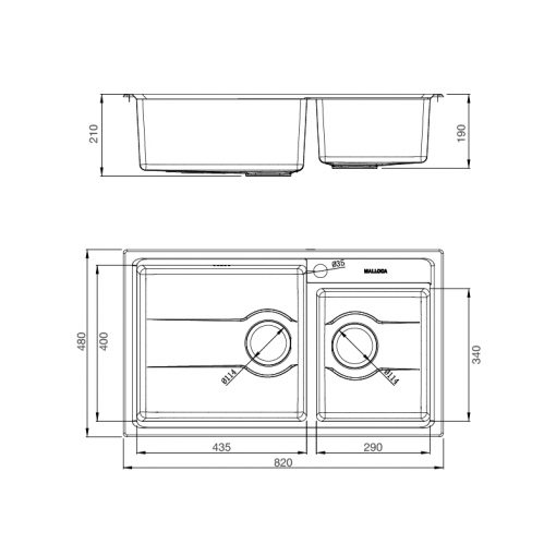 Kích thước chậu rửa MS-5082W