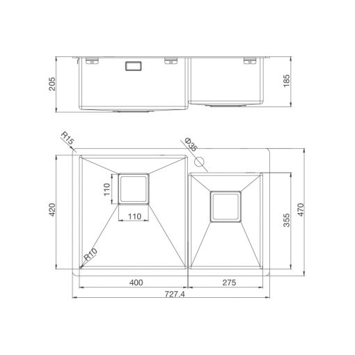 Kich thuoc chau rua inox MS 620T 1