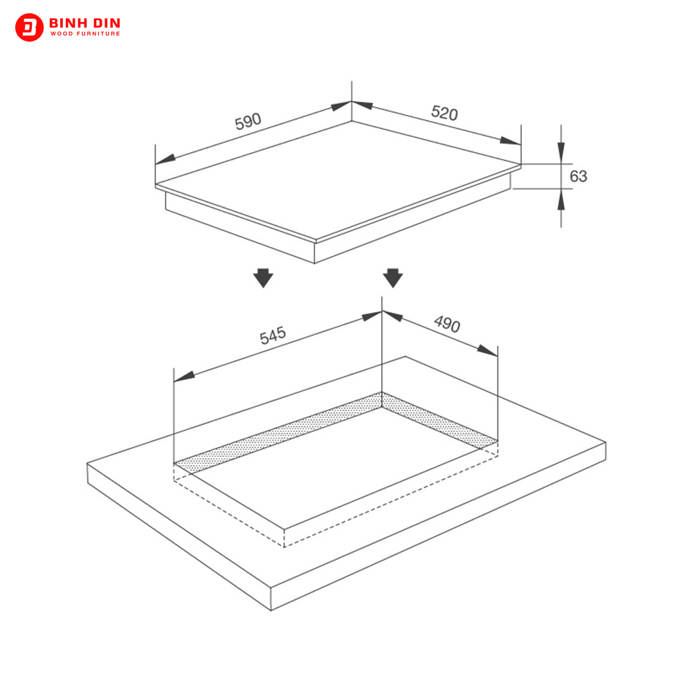 kích thước lắp đặt bếp từ âm