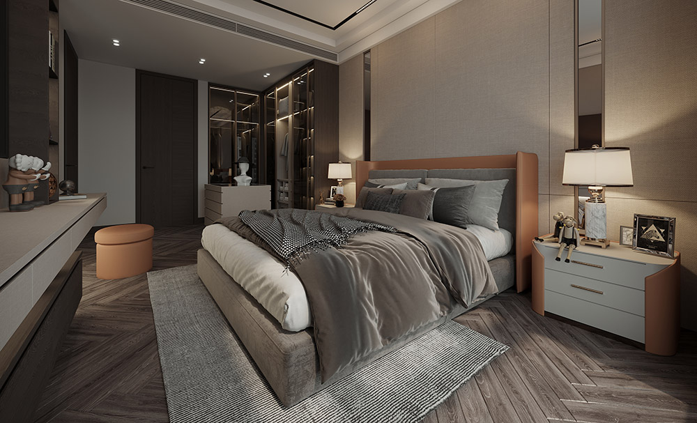 Giường ngủ với thiết kế phù hợp với không gian biệt thự