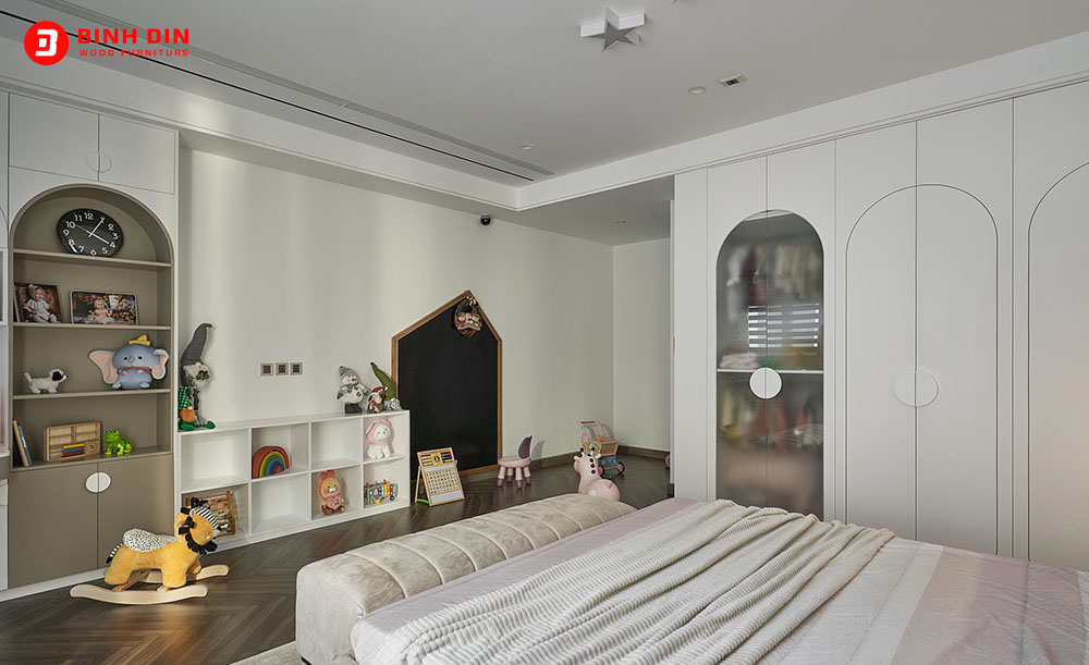Phòng ngủ cho bé hiện đại với điểm nhấn tone màu sáng