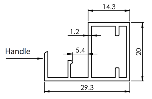 aluminium frame with handle drawing